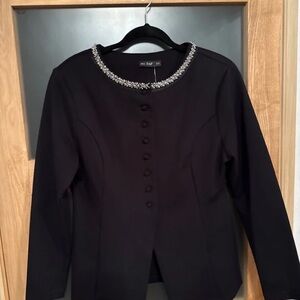 Adidas Black Blazer with Silver Embellished Collar